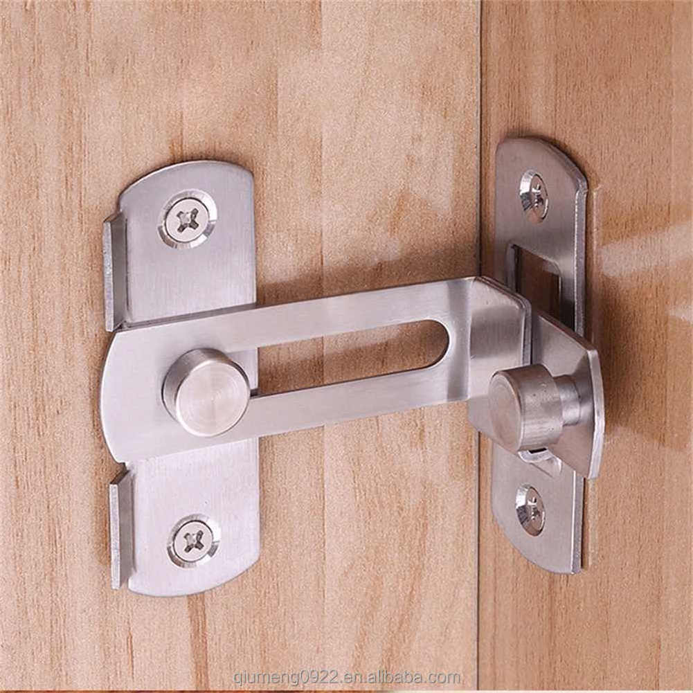 Doors Replacement Parts Durable 1pc Stainless Steel Door Buckle Latch 90 Degree Right Angle Gate Lock Interior