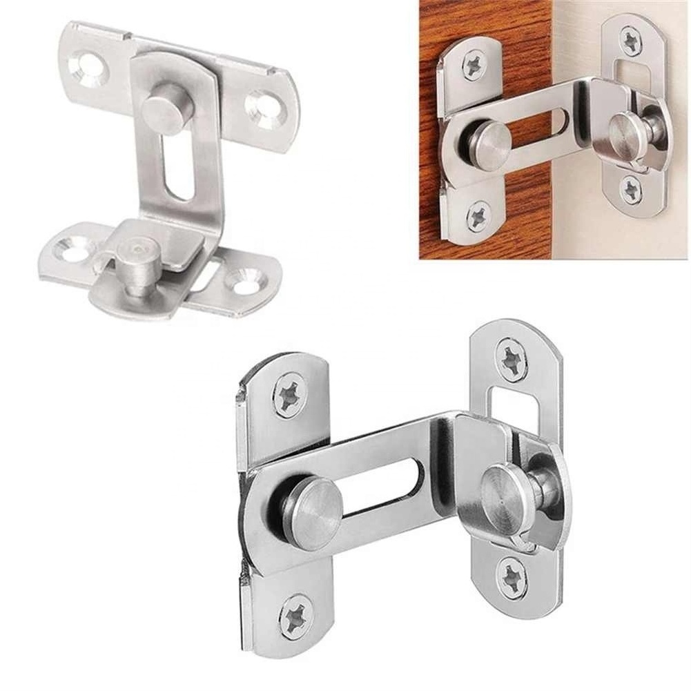 Doors Replacement Parts Durable 1pc Stainless Steel Door Buckle Latch 90 Degree Right Angle Gate Lock Interior