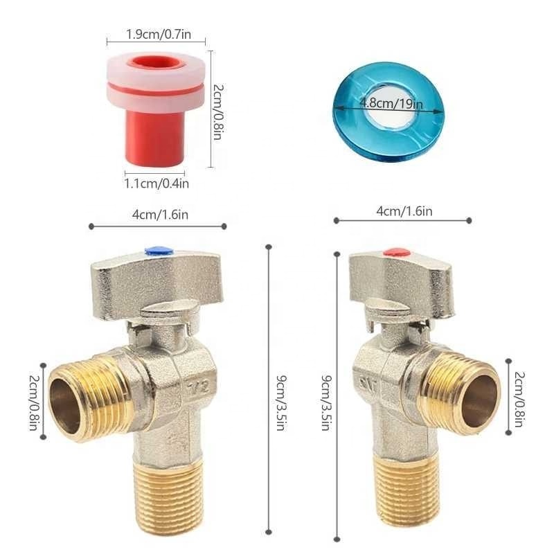 2PCS  4-s copper ball core large flow angle valve water stop faucet switch water heater toilet cold and hot water triangle valve