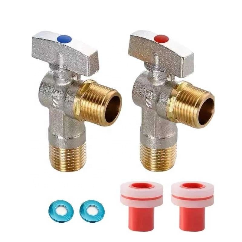 2PCS  4-s copper ball core large flow angle valve water stop faucet switch water heater toilet cold and hot water triangle valve