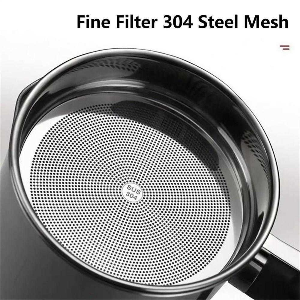 Cooking Oil Container Stainless Steel Oil Filter Pot With Anti-scald Tray 1.4L Oil Container Grease Can Storage Strainer For