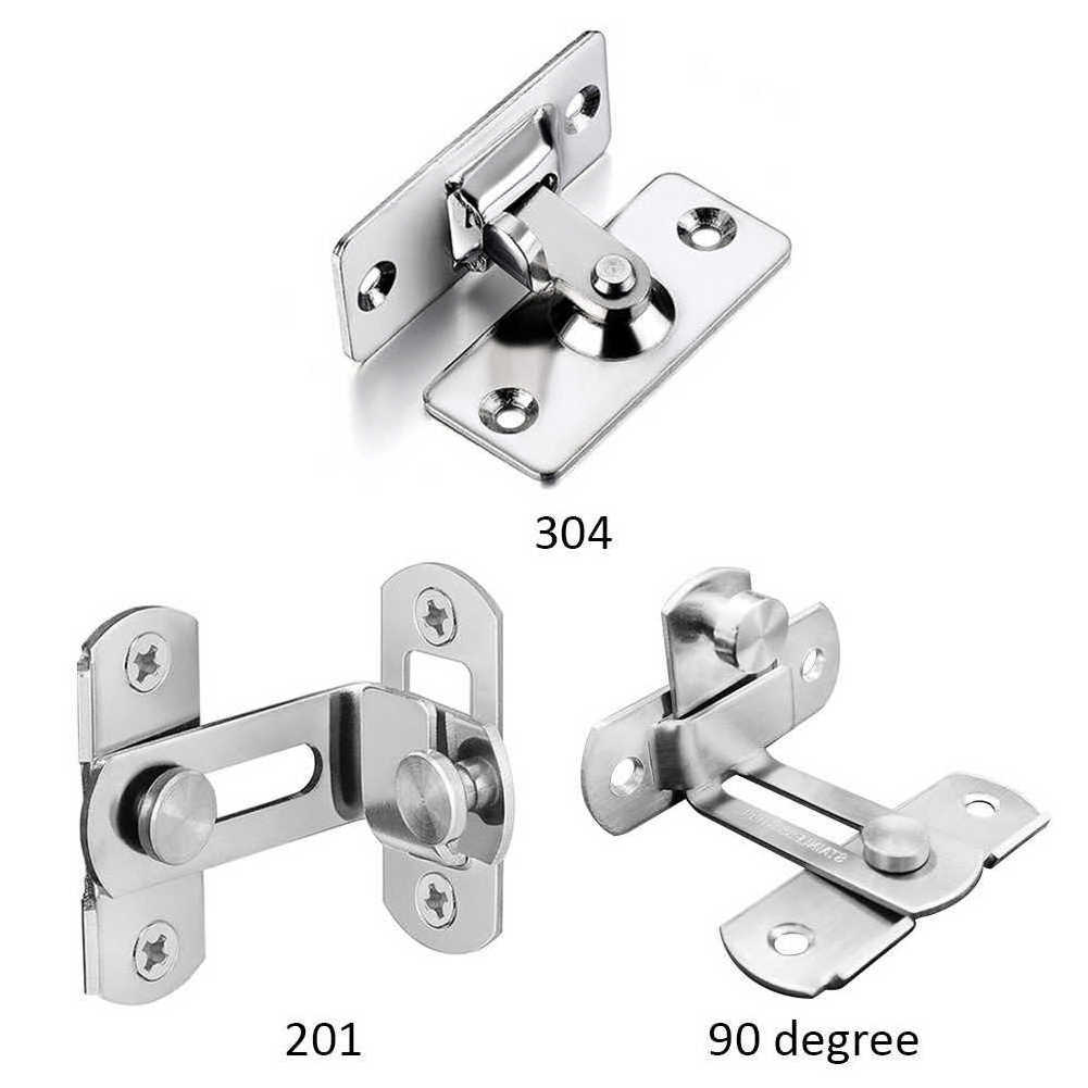 Cabinet Sliding Home Chain Latch Button 90 Degree Security Tools Stainless Steel Door Lock Push Pull Clasp Shift Hotel