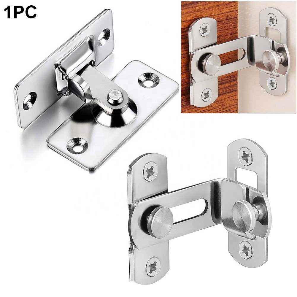 Cabinet Sliding Home Chain Latch Button 90 Degree Security Tools Stainless Steel Door Lock Push Pull Clasp Shift Hotel