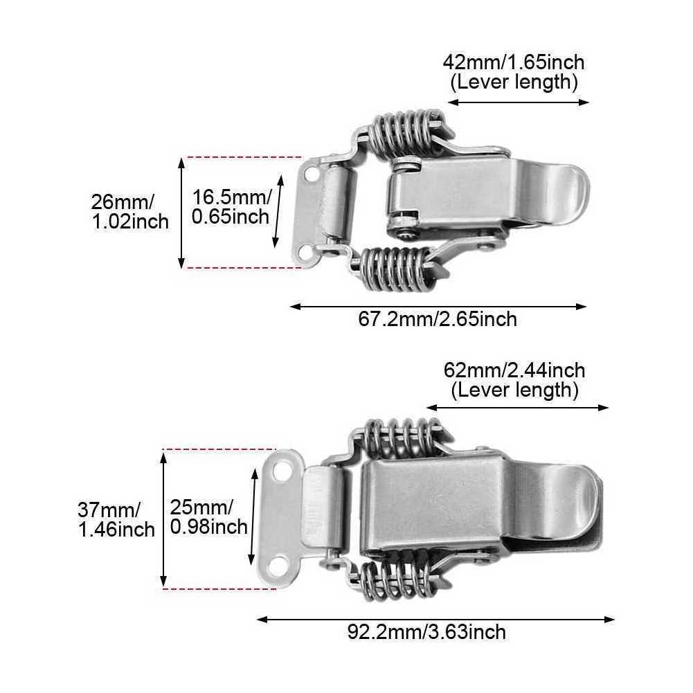 1pcs Suitcase Furniture Cabinet Boxes Stainless Steel Toggle Hasp Heavy Duty Latch Tool Spring Loaded Lock Vintage Hardware