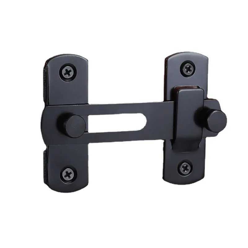 Door Lock Guard Latch Bolt 90 180 Degree Stainless Steel Toggle Latch Sliding barn Door Lock Black Iron Right Angle barn Lock