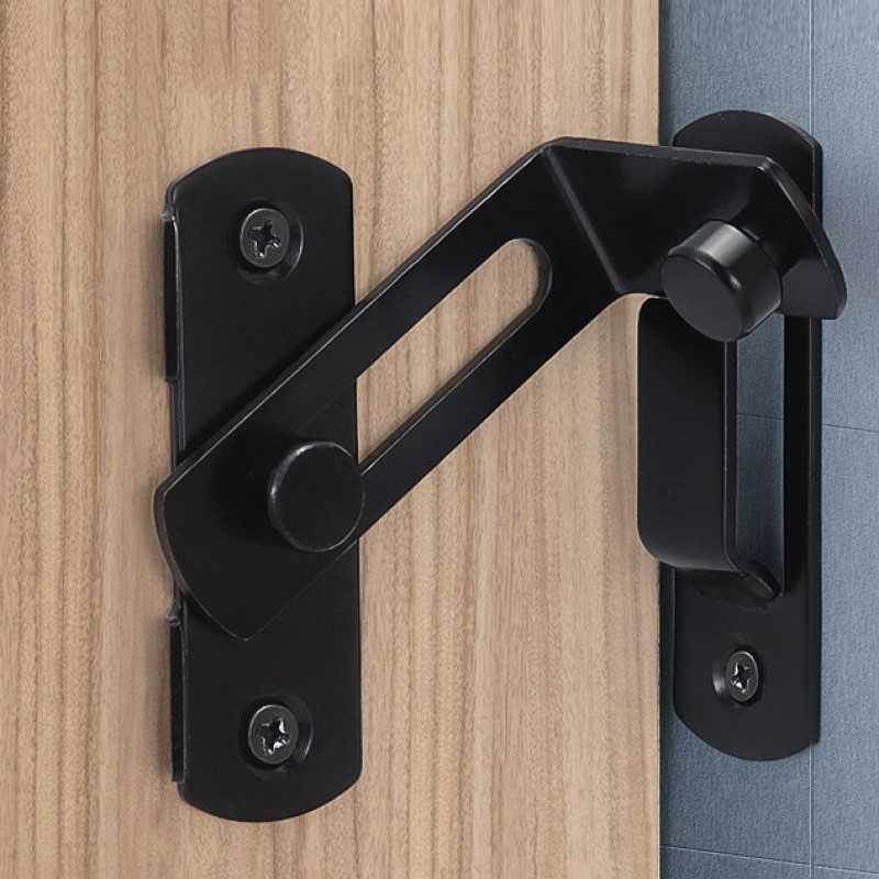 Door Lock Guard Latch Bolt 90 180 Degree Stainless Steel Toggle Latch Sliding barn Door Lock Black Iron Right Angle barn Lock