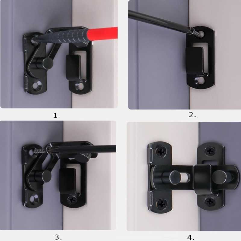 Door Lock Guard Latch Bolt 90 180 Degree Stainless Steel Toggle Latch Sliding barn Door Lock Black Iron Right Angle barn Lock