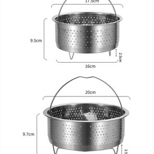 Stainless Steel Food Steamer Kitchen Rice Pressure Cooker Steaming Grid Drain Basket with Silicone Handle Cooking Accessories