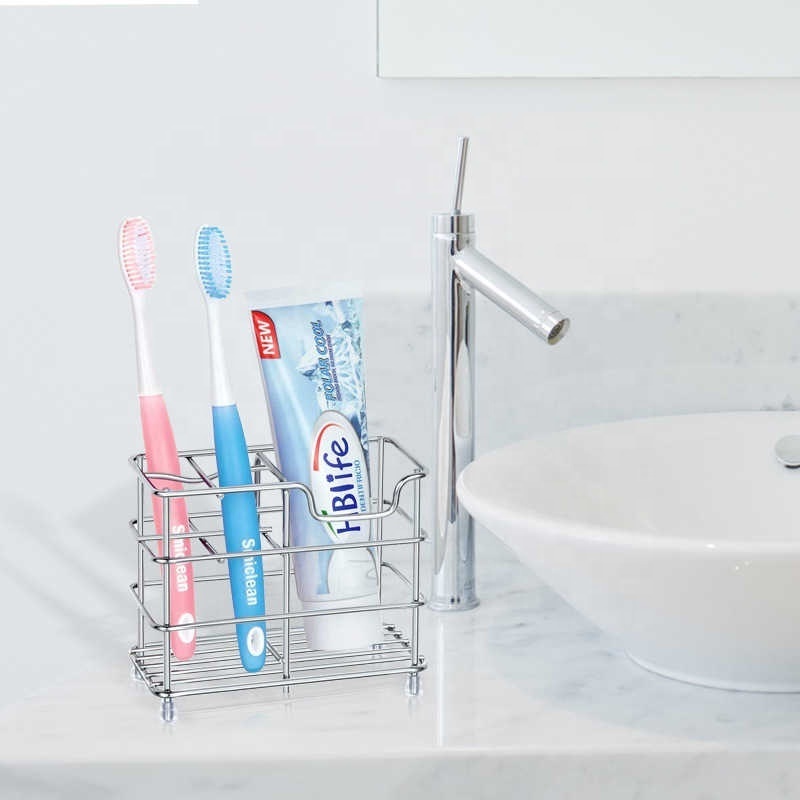 Creative Stainless Steel Toothbrush Mouthwash Cup Holder Bathroom Razor Holder Wall-mounted And Toothpaste Shelf Customised