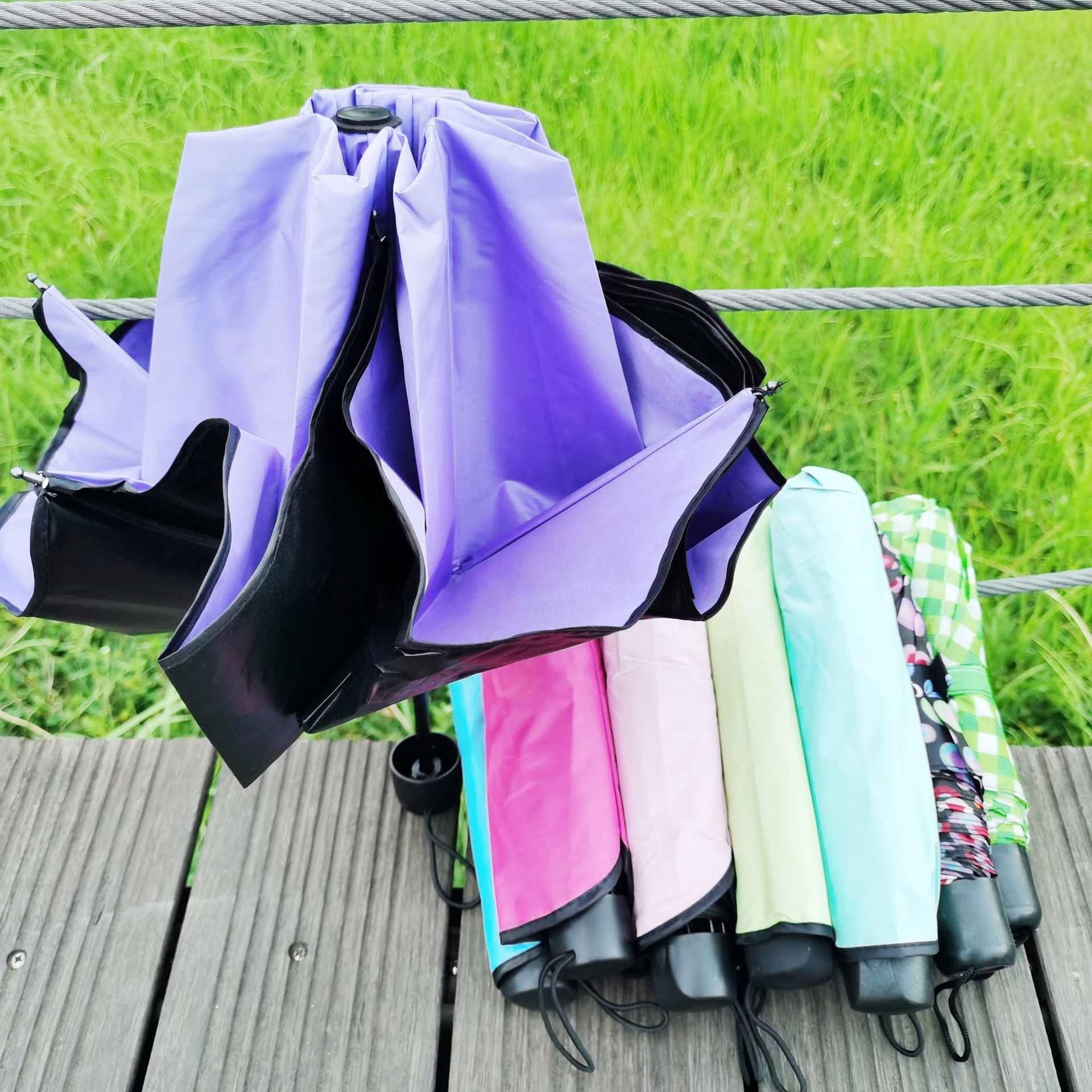 Water Blooming Rain Umbrella Sunshade Umbrella Folding Three Folding Couple Umbrella Anti-ultraviolet Ray