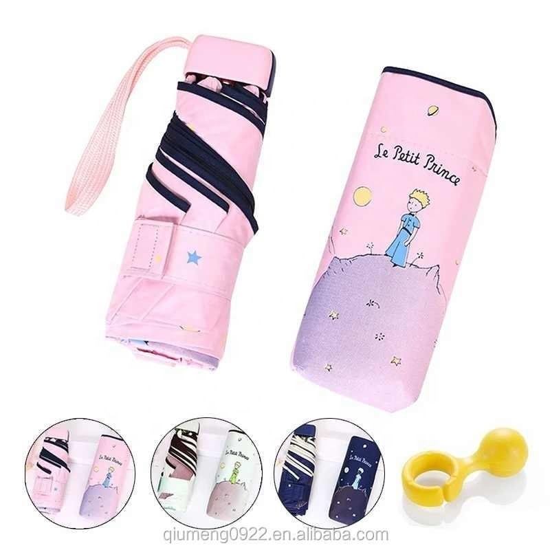 Windproof UV Umbrella Female Children Cartoon Mini Pocket Umbrella Child Child 5 Fold Umbrella