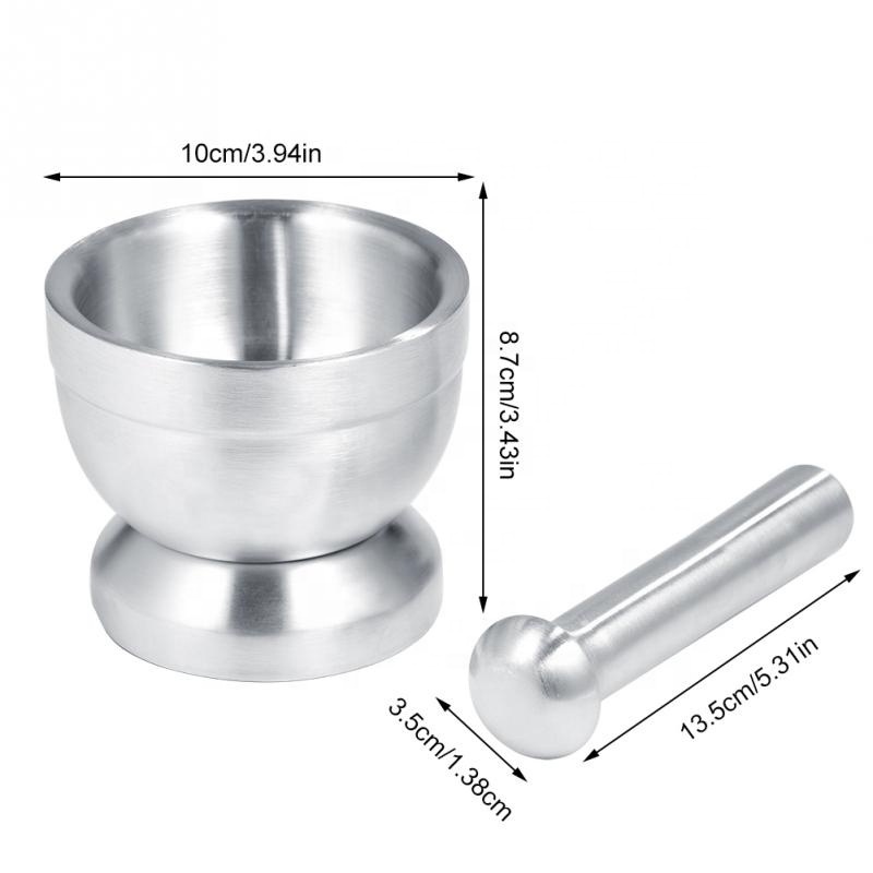 Grinder Crusher Kitchen Tool Gadget Stainless Steel Mortar Pestle Set Pugging Pot Garlic Spice Grinder Pharmacy Herbs Bowl Mill