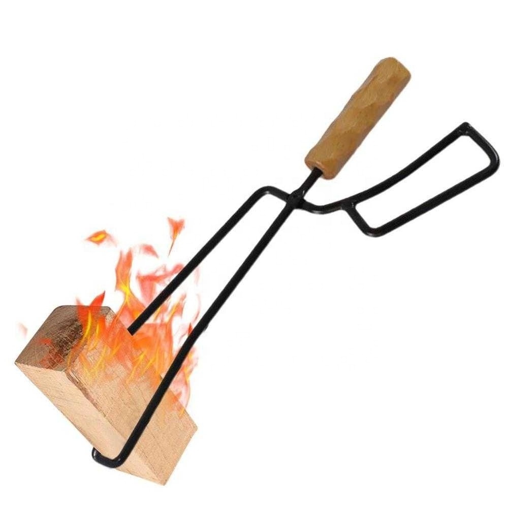 Firewood Tongs Log Grabber Fire Pit Campfire Bonfire Fireplace Duty Wrought Iron Claw for Outdoor Indoor Kitchen Tools