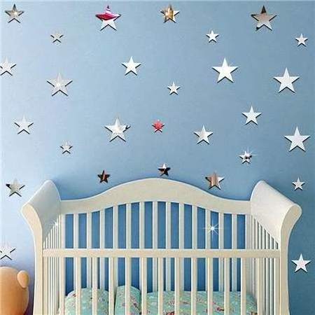 3D Acrylic Wall Stickers Mirror Surface Wall Decal Star Decorative Art Paper Home Office Decor