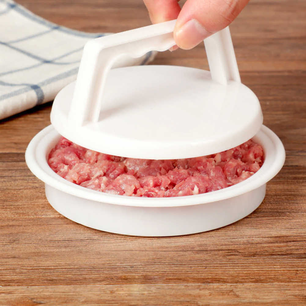 5PCS Patty Maker Cooking Meat Beef Hamburger Press Home Kitchen Restaurant Non Stick Plastic Manual With Handle DIY Grill Mold R