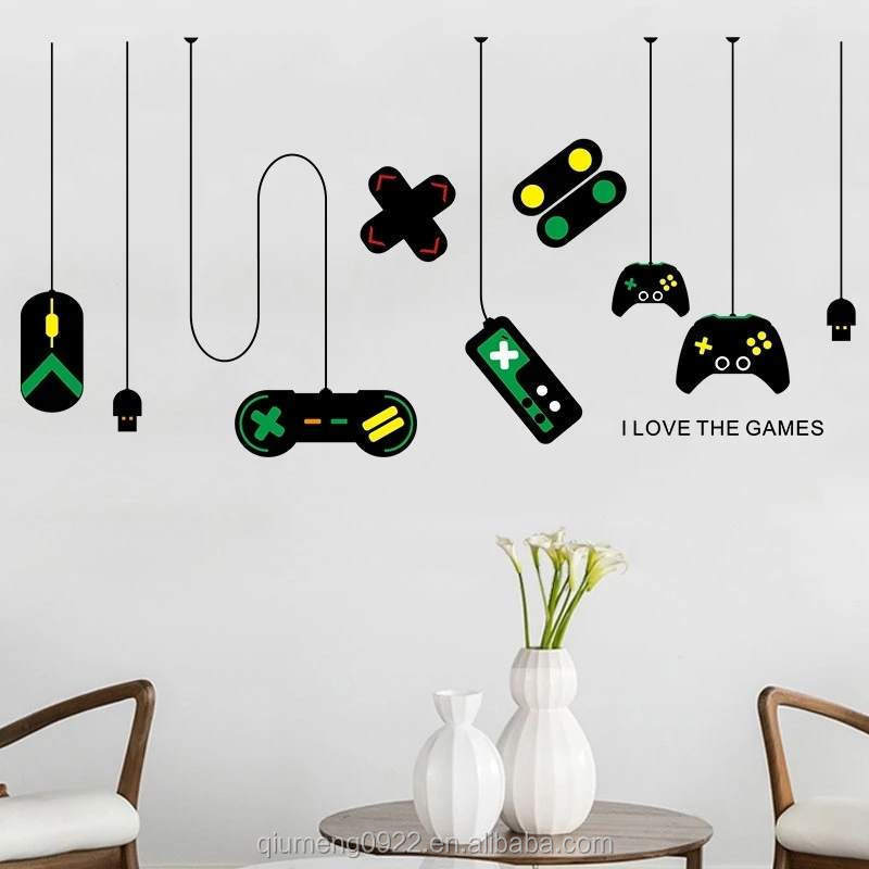 Word Mural Wall Sticker Home Bedroom Decoration Gamer Gamepad Wall Sticker Boys Play Room Vinyl Wall Decal I Love The Games