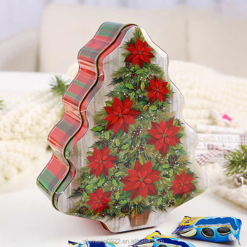 Case Organizer Holder Christmas Tree Shape Tin Sealed Jar Jewelry Biscuits Coin Candy Storage Box Container