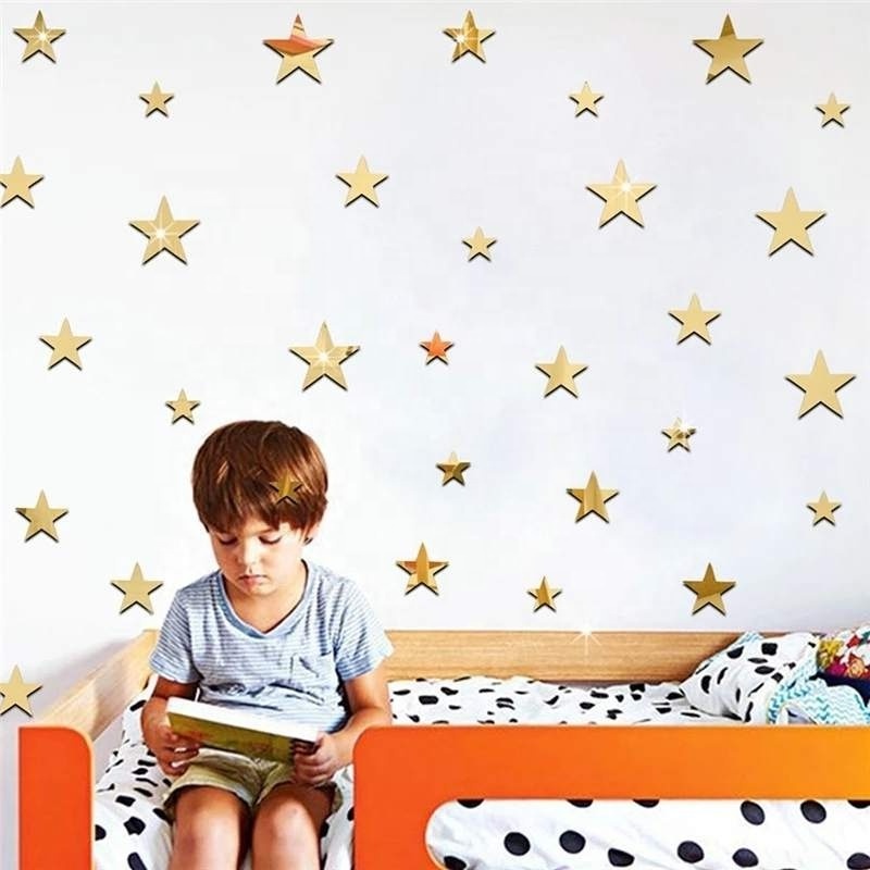 3D Acrylic Wall Stickers Mirror Surface Wall Decal Star Decorative Art Paper Home Office Decor