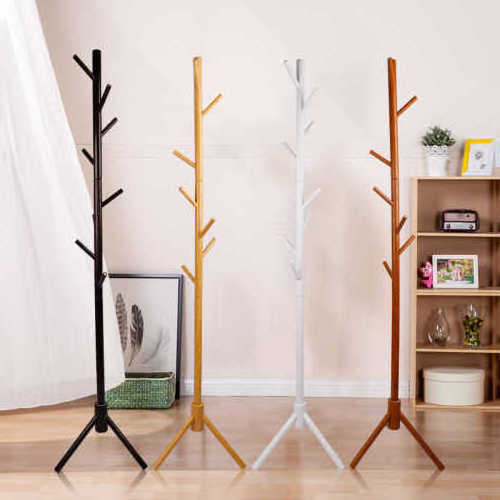 Household solid wood clothes hanger, bedroom clothes hanger, simple solid wood floor to ceiling clothes hanger