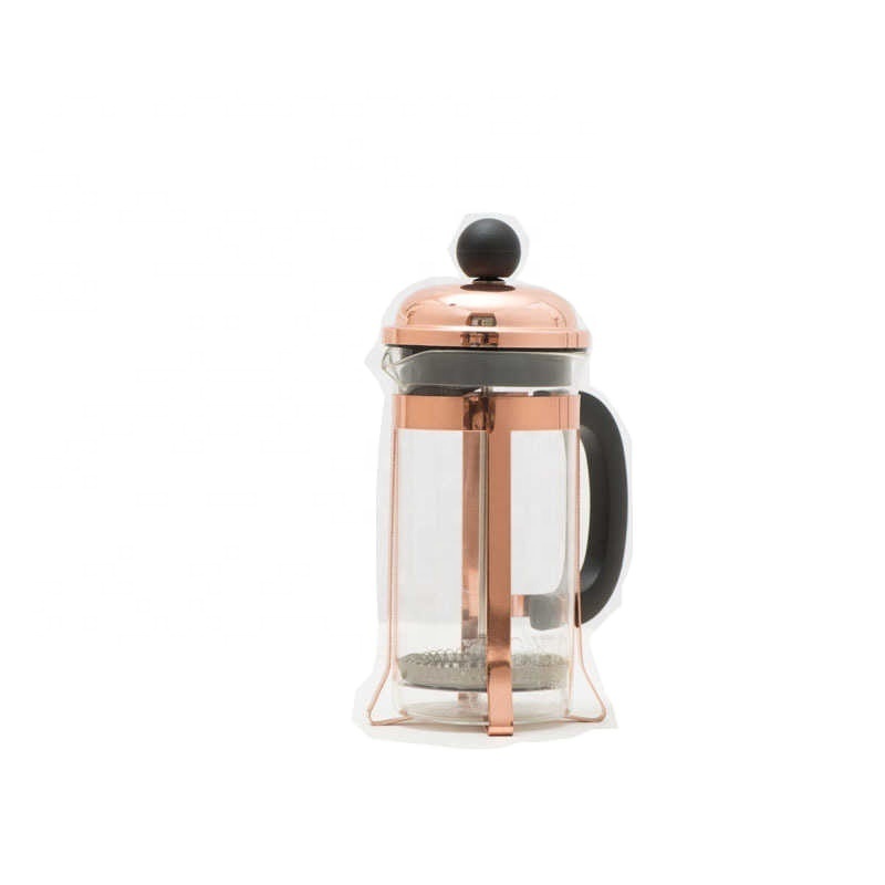 350ml Gold-plated Copper-plated French Press Coffee Pot Home Filter Pressure Brewing Tea Pot Borosilicate Glass Tea Brewer