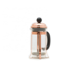 350ml Gold-plated Copper-plated French Press Coffee Pot Home Filter Pressure Brewing Tea Pot Borosilicate Glass Tea Brewer