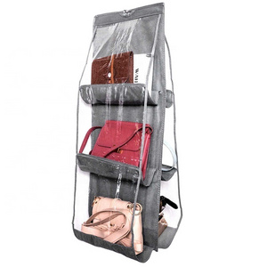 Door Wall Clear Sundry Shoe Bag With Hanger Pouch Hanging Handbag Organizer For Wardrobe Closet Transparent Storage Bag Foldable