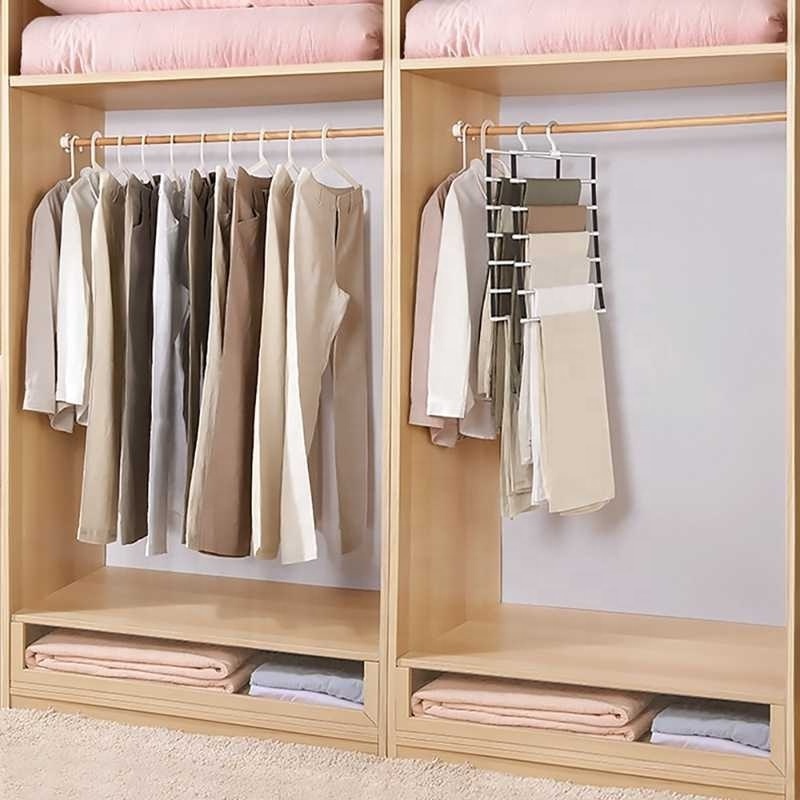 Pants Hangers Space Saving Trouser Storage Racks Home Closet Wardrobe Multi Layer Pants Rack Clothing Storage