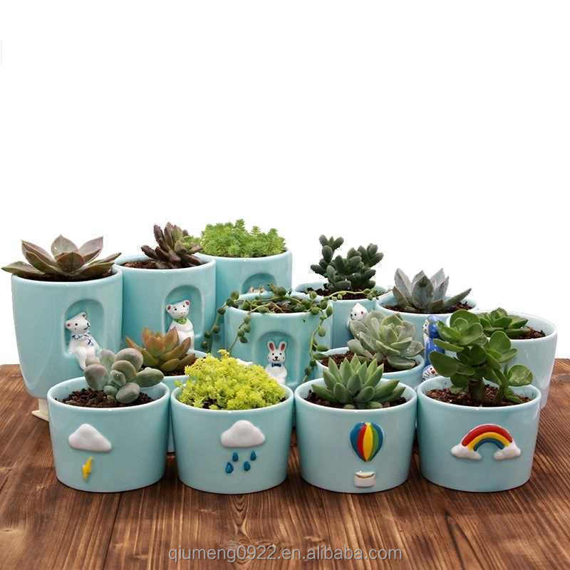 Flowerpots Ceramic Ornaments Gifts Creative Weather Pattern Flower Pots Fairy Garden Home Decoration Figurine Crafts