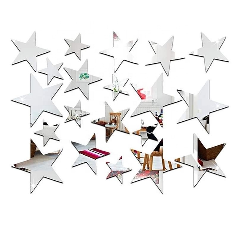 3D Acrylic Wall Stickers Mirror Surface Wall Decal Star Decorative Art Paper Home Office Decor