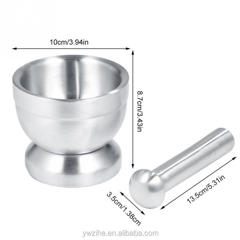 Grinder Crusher Kitchen Tool Gadget Stainless Steel Mortar Pestle Set Pugging Pot Garlic Spice Grinder Pharmacy Herbs Bowl Mill