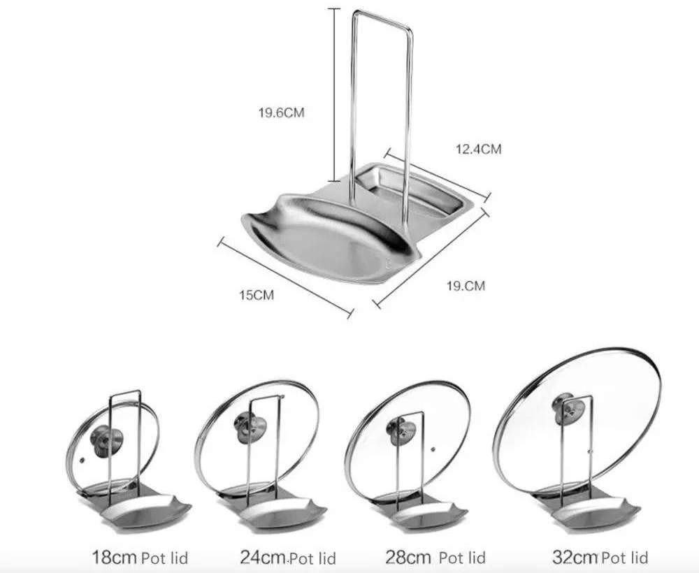 Lid Rack Stand Sponge Spoon Holder Dish Rack 1Pcs Kitchen Accessories Stainless Steel Pot Lid Shelf Kitchen Organizer Pan Cover