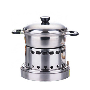 Stainless Steel Hotpot Set Single Person Small Hotpot Alcohol Stove Safety One Person One Pot 16cm