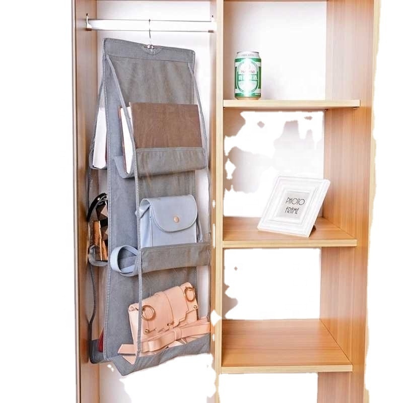 Door Wall Clear Sundry Shoe Bag With Hanger Pouch Hanging Handbag Organizer For Wardrobe Closet Transparent Storage Bag Foldable