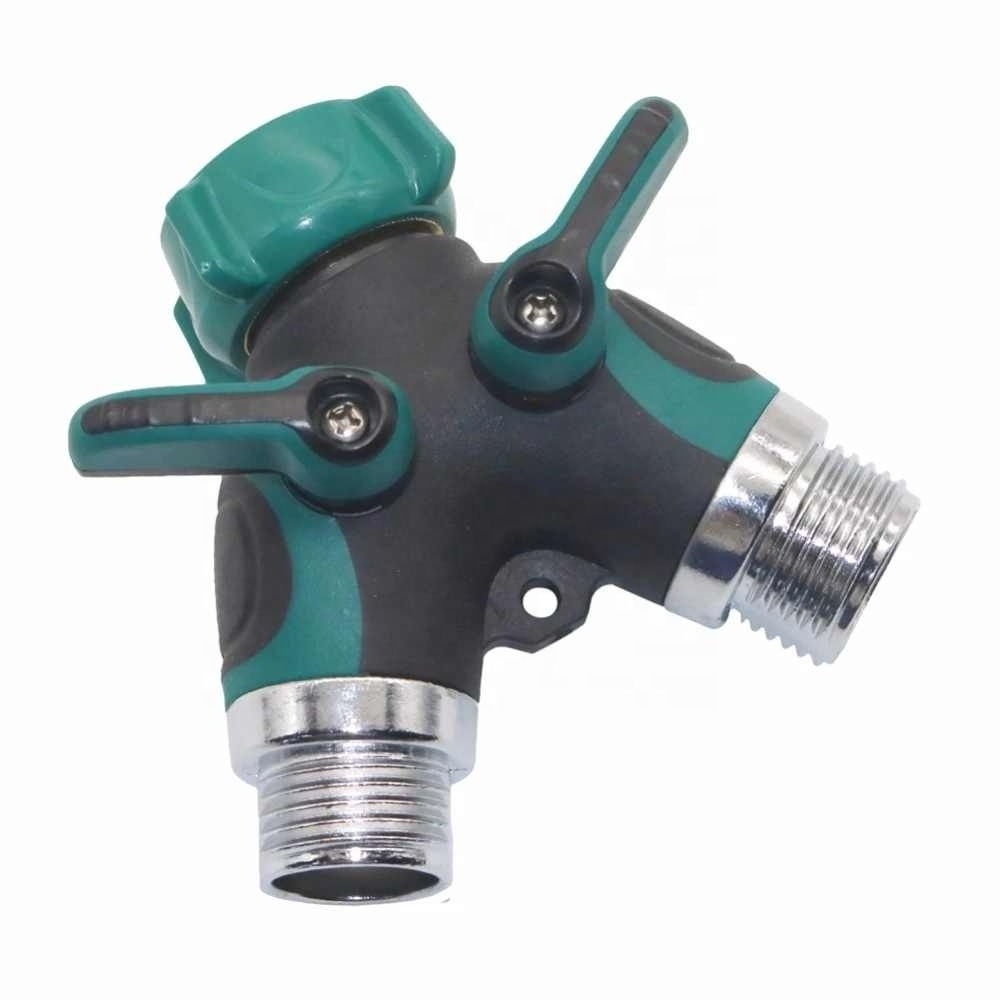 2 Way Garden Water Connectors 3/4 Inch Hose Connector Garden Hose Splitter with Comfortable Rubberized Grip for Easy Garden Life