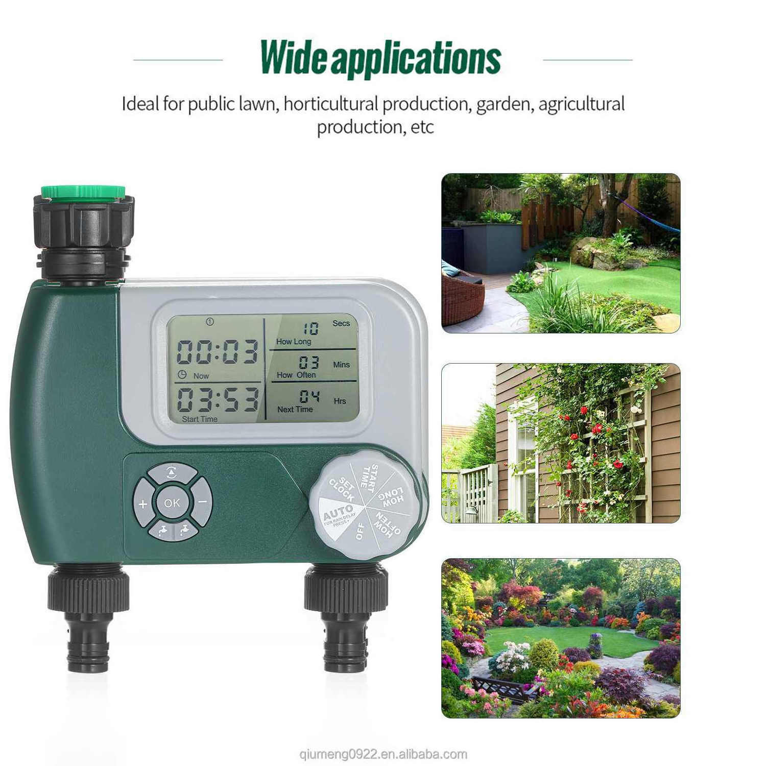 Digital Hose Faucet Timer With 2 Outlet Battery Operated Automatic Watering Sprinkler System Irrigation Controller Programmable