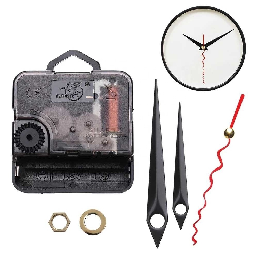 Clock Replacement Accessories 1 Set Clock Movement Mechanism Black & Red Hands Repair Tool Parts Kit DIY Set With Hook