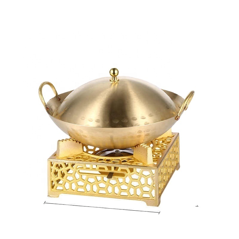 22cm Dry Single Person Self Service Hot Dry Boiler Small Copper Hot Pot Thickened Pure Copper Hot Solid Alcohol Furnace