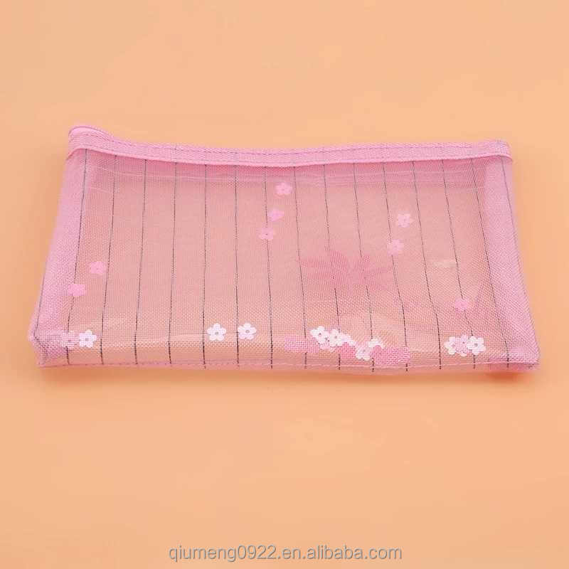 Bag For Diary Planner Home Office Storage Cute Pink Zipper Pencil Case Single And Double Mesh Storage Bag Cute Sequin Storage