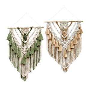 Nordic Macrame Tapestry Bohemian Pendant Hand Woven Tassels Fringe Wall Hanging for Wedding Living Room Porch Playroom Decor