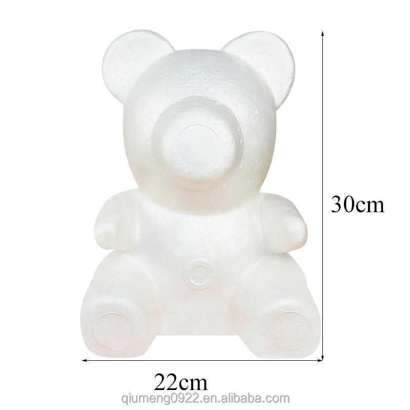 Craft Wedding Gifts Artificial Flower Head Christmas Ornament Polystyrene Styrofoam Modeling Bear White Foam Bear Heart Ball