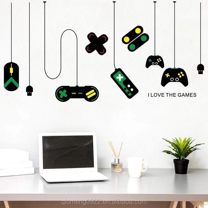 Word Mural Wall Sticker Home Bedroom Decoration Gamer Gamepad Wall Sticker Boys Play Room Vinyl Wall Decal I Love The Games