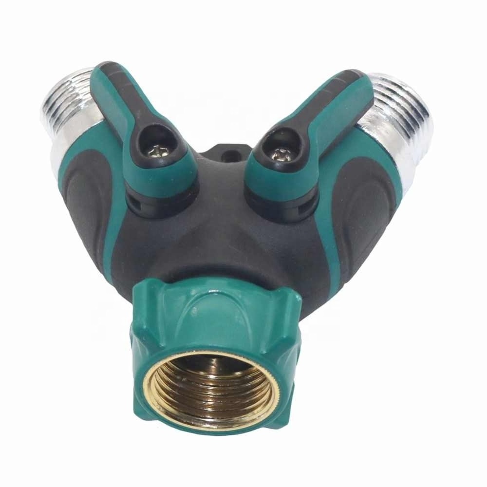 2 Way Garden Water Connectors 3/4 Inch Hose Connector Garden Hose Splitter with Comfortable Rubberized Grip for Easy Garden Life