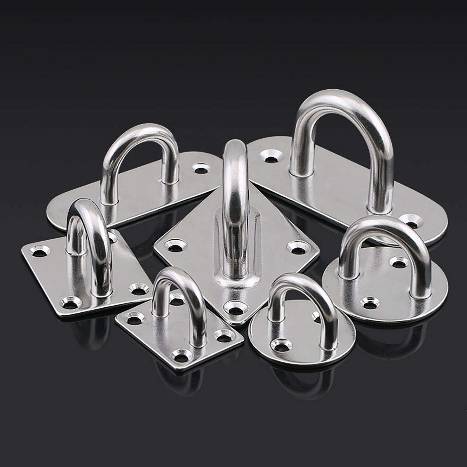 For Boat Hammock M5 M6 M8 M10 M12 1Pcs Pad Eye Plate Staple 304 Stainless Steel Ring Hook Loop U-Shaped Design Screws