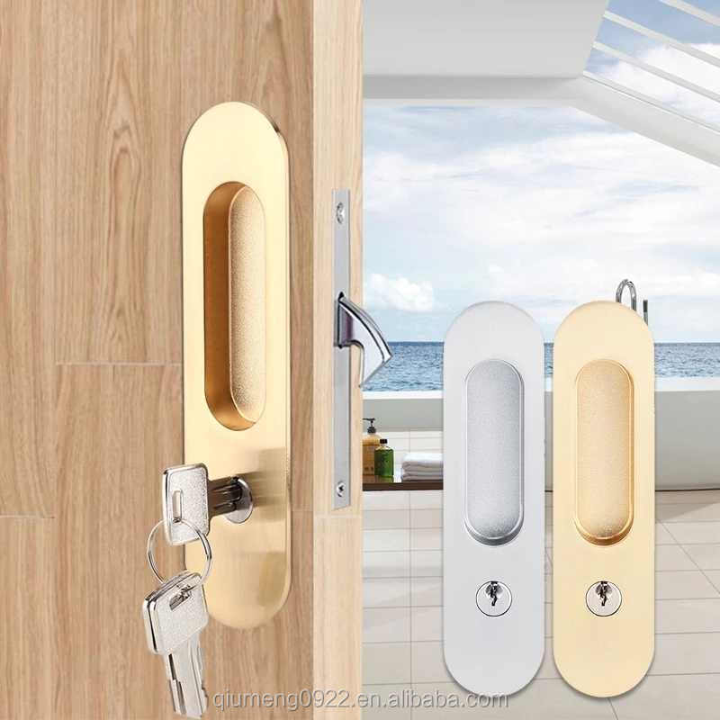 Furniture Hardware Door Latch Lock For Double Doors Cerradura  Sliding Door Lock Handle Anti-theft With Keys For Barn Wood