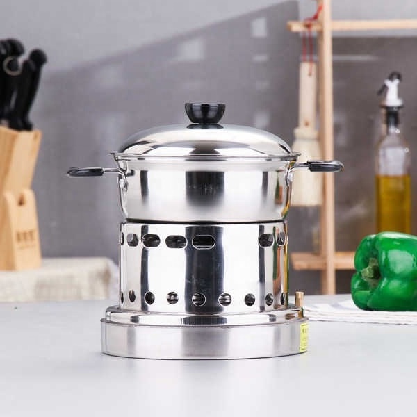 Stainless Steel Hotpot Set Single Person Small Hotpot Alcohol Stove Safety One Person One Pot 16cm