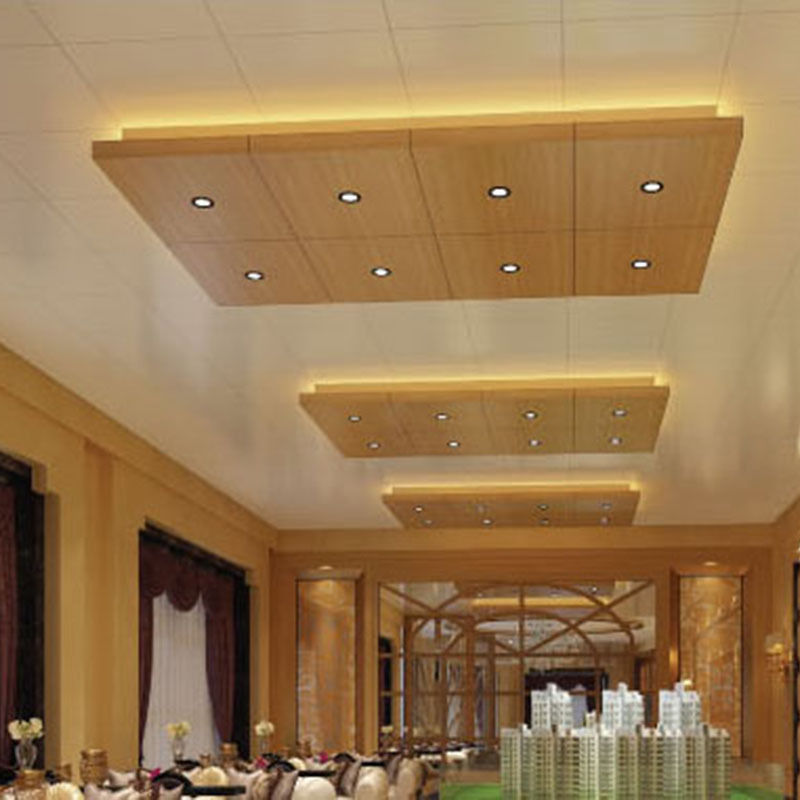 Modern Wood Grain Aluminum Square LED Light Ceiling Tiles