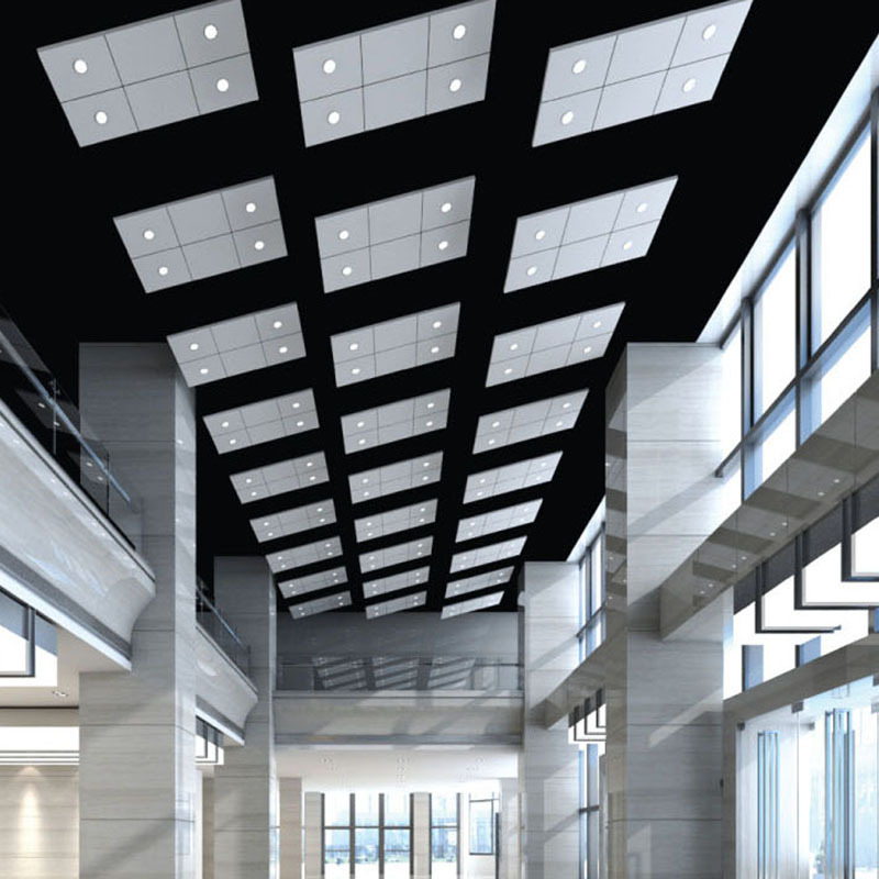 Modern Wood Grain Aluminum Square LED Light Ceiling Tiles