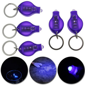 Wholesale Promotion Gifts Mini Lamp Torch UV Led Key chain,Plastic Mini Keyring with Flashlight,Blank Led Keychain