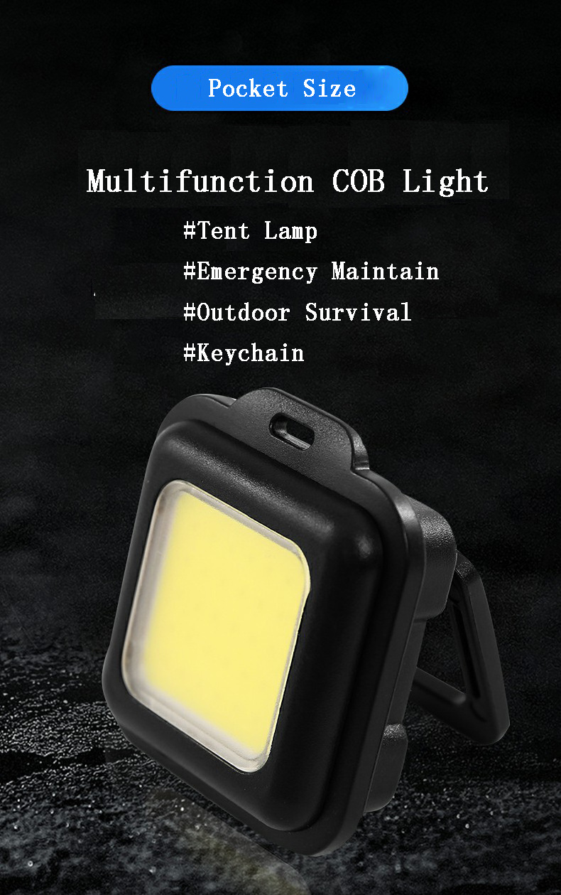 Multifunction Portable Mini Keychain Rechargeable Magnetic Small USB Flash Torch Light 10W 500LM COB Keyring LED Working Lights