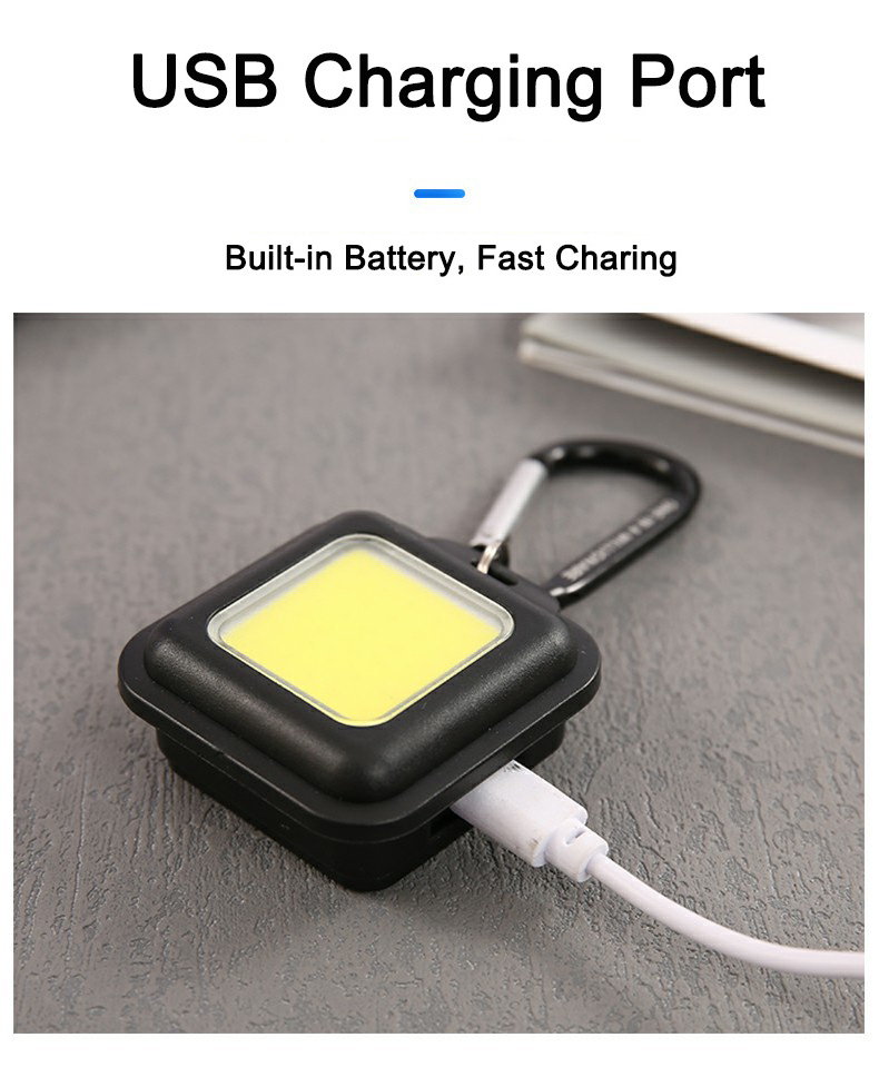 Multifunction Portable Mini Keychain Rechargeable Magnetic Small USB Flash Torch Light 10W 500LM COB Keyring LED Working Lights